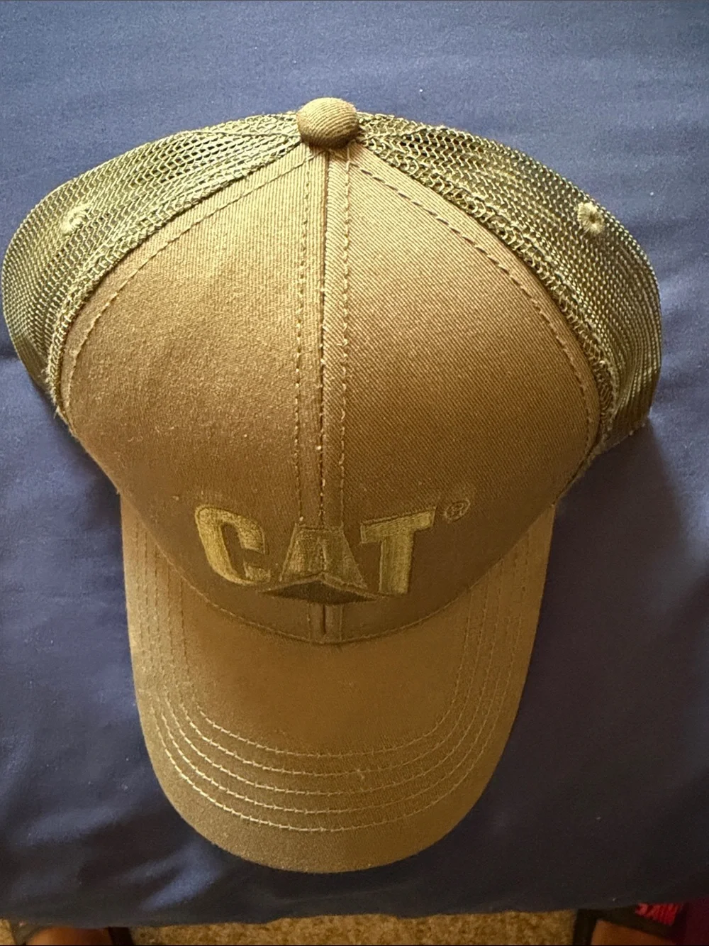 Caterpillar Mustard Yellow Mesh Back Trucker Hat